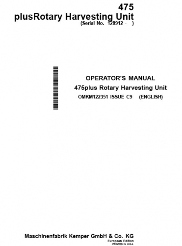 Kemper 475plus operators manual