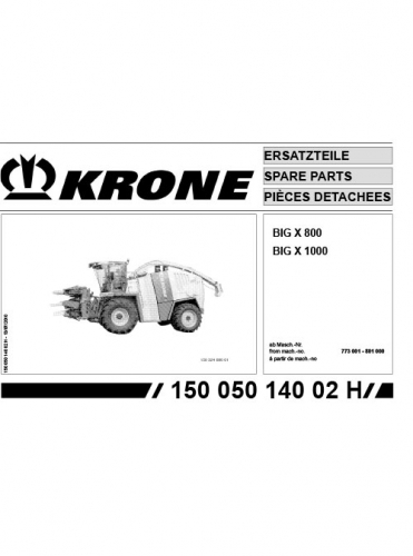 KRONE Big-X800-1000 parts manual