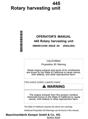 Kemper 445 operators manual